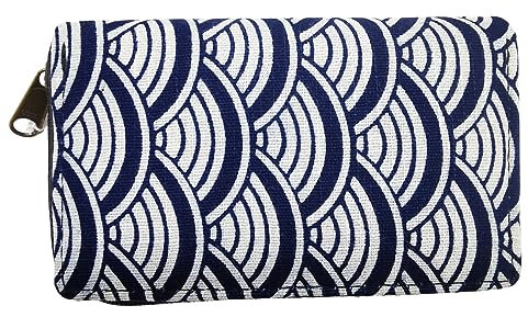PANASIAM Portemonnaie Geometrix | Geldbörse aus Baumwolle | 2 Größen | Geldbeutel Purse Wallet | vegan & fair, Seigaiha, 15x10cm