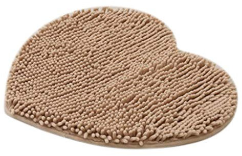 Tubayia Herz Form Fußmatte Badematte Badteppich Badvorleger Teppich für Badezimmer, Küche, Wohnzimmer (Hellbraun, 40x50cm)