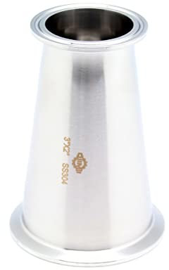 QiiMii SS304 Sanitary Tri clamp Concentric Reducer Tri Clamp Clover Fittings Reducer (Size: 3 inch x 2 inch)