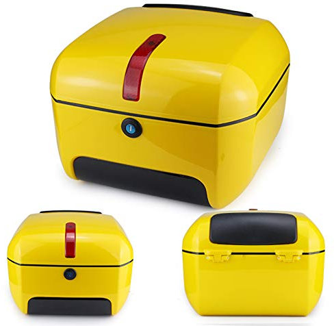 ZXCASDF Topcase Motorradkoffer Motorradkoffer Helmkoffer, Motorrad Kofferraum Gepäck Motorrad Top Back Box Hinterhelm Aufbewahrungskoffer,Gelb