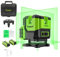 Huepar Livella Laser Multilinea Quattro Linee Verticali e Una Orizzontale a 360 ° con Punto a Piombo, Livello Laser Autolivellante Linea a Croce Verde, Base Rotante, Batteria al Litio Ricaricabile USB