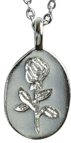 NicoWerk Damen Silberkette Rose aus 925 Sterling Silber Schlicht Edel Oval Plättchen Matt Verspielt Blume SKE608