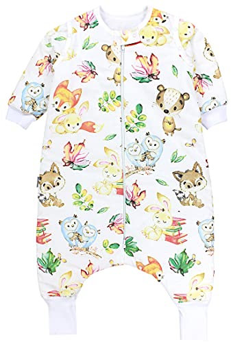 TupTam Baby Schlafsack mit Beinen und Ärmeln OEKO-TEX zertifizierte Materialien, Winterschlafsack 2,5 TOG Unisex, Farbe: Fuchs Eule Hase, Größe: 80-86