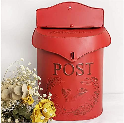 Briefkasten Langlebiger Briefkasten Briefkasten Wandhalterung Briefkasten Verriegelung Briefkasten Europäischer Retro-Stil Briefkasten Wasserdicht Home Wandmontage Briefkästen (Größe: Rot)