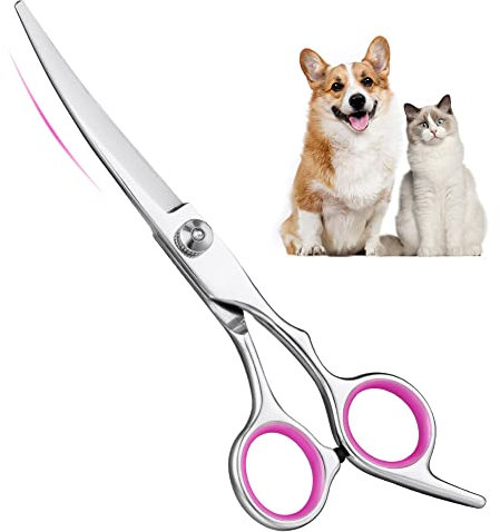 VSSHE Gebogene Hundeschere,Aus Edelstahl Fellschere Haustier Hundepflege Schere Pfotenschere Abgerundete Schere Hund Haustierschere Schere Hundehaare Schneiden für eine perfekte Fellpflege