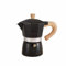 Portable Coffee Pot, Coffee Dispenser, Aluminum Coffee Pot with Wood Grain Handle Moka Coffee Pot Outdoor Portable Coffee Maker Tool(150ML-Matte Black)