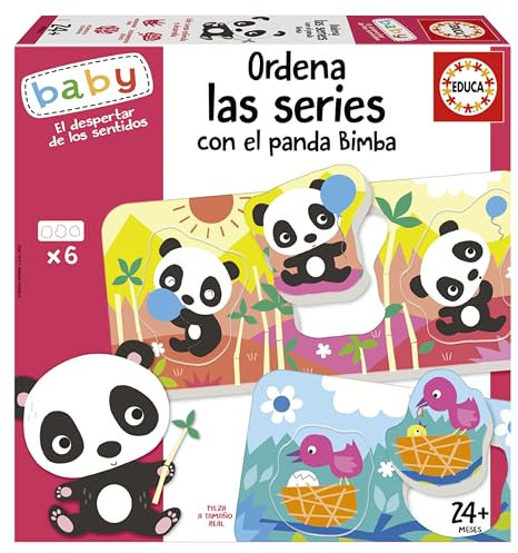Educa - Ordena Las Series con el Panda Bimba | Juego Educativo Infantil con 6 fichas y encajables para estimular la motricidad Fina, razonamiento lógico y Desarrollo cognitivo (19713).