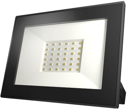 HOFTRONIC - LED Fluter Lumos - 30 Watt 2880 Lumen - 6500K Tageslichtweiß - Ersetzt 160 Watt - 2 Jahre Garantie - LED Strahler außen Schwarz - IK05 Vandalismusschutz - Ultradünn