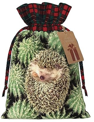 Gitter-Kordelzugbeutel, Weihnachtsverpackungsbeutel, Weihnachtsleckereien, Taschen, Weihnachtsfeier, Gastgeschenk, Beutel, Igel, Kaktus