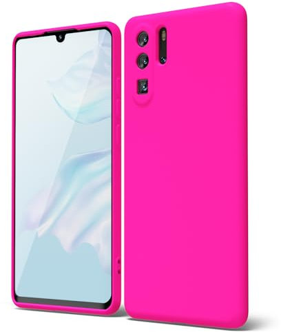 oakxco für Huawei P30 Pro Hülle Silikon Case, Dünn Gummi Gel Original Farbig Schutz Handyhülle, Weich Slim Matt Leicht TPU Stoßfest Kameraschutz Schutzhülle Schale, Neon Pink