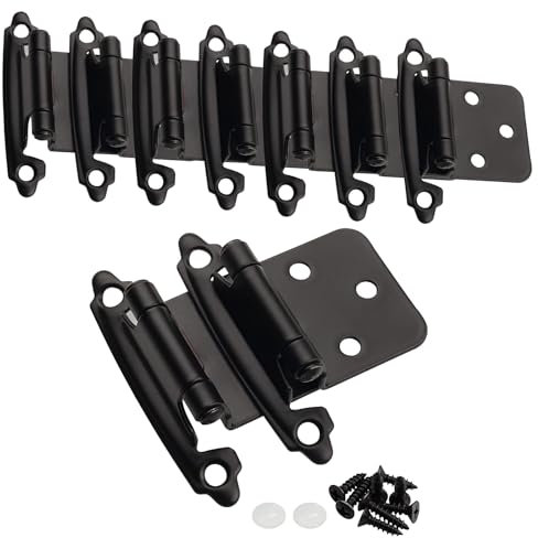 Cokritsm Self Closing Hinges 1/2 Cabinet Door Hinges Black Cabinet Hinges Overlay Soft Close Inset Cabinet Hinge for Variable Kitchen Bathroom Cabinet Doors 30pcs