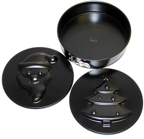 sopomarkt24 Springform X- Mas 3 in 1 Backform mit Flachboden Weihnachten Torten & Kuchenform mit Deckel antihaftbeschichtet & tropfsicher Made in Germany Rund 26 cm