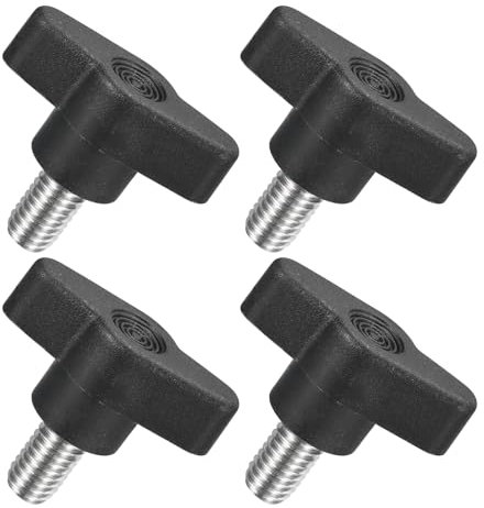 QUARKZMAN 4pz Manopole ad Alette a T a Farfalla, Manopola Serraggio Vite M8 x 14mm Filettatura Maschio Viti Acciaio Inossidabile 304 Maniglia 36mm Dia per Sostituzione Manopola, Nero