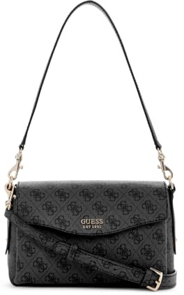GUESS Brenton Flap Shoulder Bag Coal Logo
