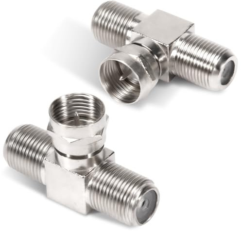 Lot de 2 répartiteurs de câbles coaxiaux, répartiteurs TV 2 en 1 sortie, type F RG6 mâle vers double F femelle, adaptateur de connecteur de câble coaxial à 3 voies, combineur pour câble vidéo, antenne