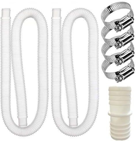 HUSHAX 2pcs Swimming Pool Hose Vacuum Sleeve, Durable Suction Filter, Replacement Interface, With 4 Metal Connection Rings, Suitable For Above Ground Swimming Pool Accessories