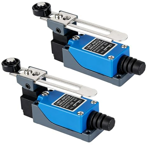 2 ME-8108 Interruptor de Límite con 5CM Palanca Ajustable Interruptor Brazo | 1NO 1NC Final de Carrera ME-8108 250V, Interruptor de Brazo Palanca Rodillo Ajustable para Controles Eléctricos Fresado CNC