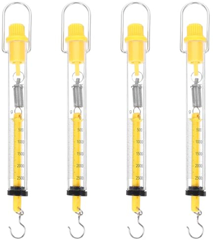 LALAFINA 4 Stück Federwaagen Newton Kraftmesser mit Klarem Kunststoffgehäuse und Federdehnung für Physikexperimente und Mechanische Messungen