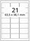 Laserdrucker Etiketten auf A4 Bogen, weiß - 63,5 x 38,1 mm - 2.100 Papier Aufkleber auf 100 Blatt, ablösbare Universal Klebe-Etiketten, matt