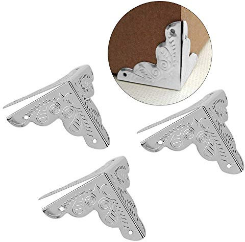 Haofy 12pcs Corner Decorative Protectors for Metal Box Jewelry Gift Case, Desk Safety Bumpers Iron Cover Guard(Silver)