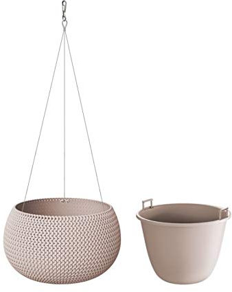 Stolmet 37cm Round Hanging Planters for Indoor Outdoor Garden Hanging Baskets for Plants with Chain (29cm, Mocca)