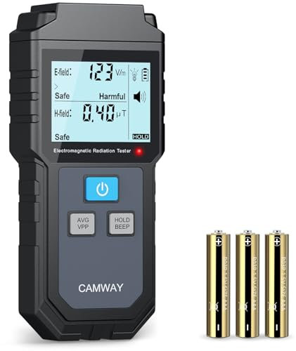 CAMWAY EMF Meter EMF Messgerät, Mini Tragbar Elektromagnetische Strahlung Detektor digitales Strahlenmessgerät, Feld Magnetfeld Dosimeter Detektor, mit Ton, Licht und Alarm Hinterbeleuchtung