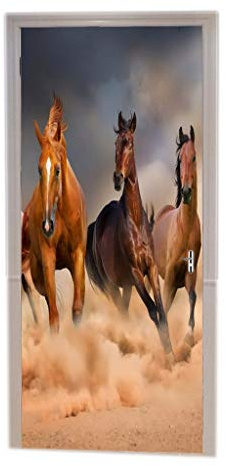 A.Monamour Lebendiges Laufendes Pferd Tier Themed Bild Kunstdruck Vinyl Zimmertür Aufkleber Tapete Wandbilder Tür Aufkleber Poster