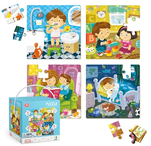 Dodo D300130 Educational 4 in 1 Daily Routines Puzzle 72 Pieces, Various
