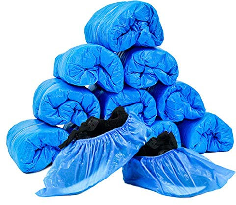 LANZI 100 Piezas Cubiertas de Zapatos Desechables Cubiertas de Botas Impermeables de Zapatos Antideslizantes con,Engrosada a Prueba de Polvo(Azul)