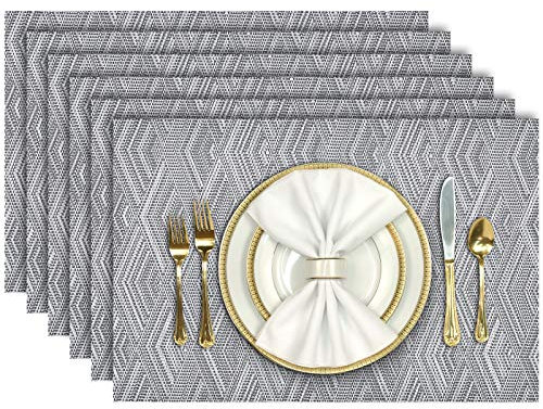 Aofmee Platzset, Tischsets Abwaschbar 6er Set, Platzdeckchen PVC rutschfest Hitzebeständig, Tisch-Set für Küche Speisetisch Abwischbar Tisch-Matten für Esstisch, Antifouling und Leicht zu Reinigen