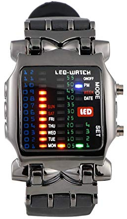Orologio Binario, Orologio Elettronico Quadrato A Led, Orologio da Polso Con Funzione di Data E Cinturino Regolabile In Pu, Resistente All'acqua E Agli Agenti Atmosferici, per Uomini E Donne