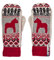 ÖJBRO VANTFABRIK Dalarna Fäustlinge 4 Lagen rot/beige/schwarz Gr. L 100% Merinowolle Handschuhe Strick warm weich - Hergestellt in Schweden
