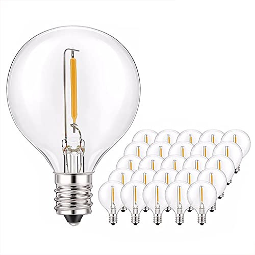 Yohencin - Bombillas G40, paquete de 25 bombillas LED de bajo voltaje E12, 3 V, 360 ángulos LED para luces de cadena solar G40, resistente a la intemperie(paquete de 25)