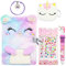 Wieat Girls Diary, Secret Diary for Girls, Cat Lockable Diary with Lock, Cute Fluffy Notebooks, Diary Gift Set of Cat Coin Purs Unicorn Pen, Bracalets, Crystal Sticker, Gifts for Girls, Kids