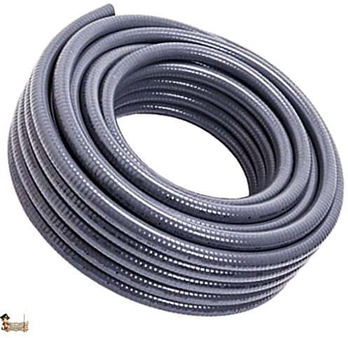 Bricoloco Tube PVC ondulé flexible gris pour installations de tuyaux intérieurs ou extérieurs de plombie, jardin, piscines. Différentes dimensions et longueurs (50 mm, 25 mètres)