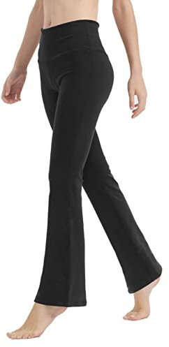 LaiEr Yogahose für Damen, Bauchkontrolle, Workout, Bootleg-Hose, hohe Taille, 4-Wege-Stretch-Hose mit Innentaschen(Black,Large)