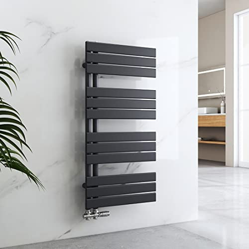 EMKE Toallero Baño Radiador Plano, toallero de Paneles, 1041 x 500 mm, Antracita Color, secador de Toallas con conexión Lateral, 529W, radiador secador de Toallas de Agua Caliente