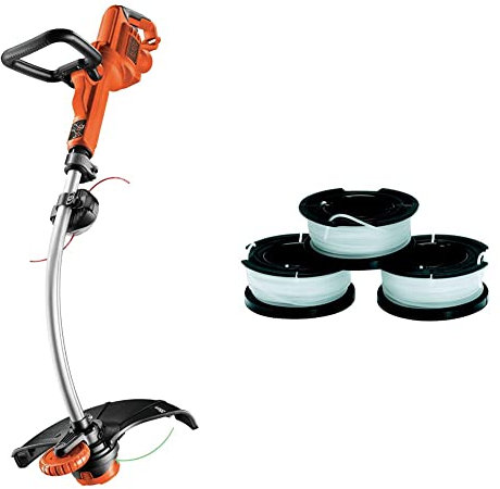BLACK+DECKER Coupe-Bordures Filaire 900W, Coupe-Bordures Electrique 35 cm avec 2 Poignées, Tube Télescopique et Roue de Guidage & Lot de 3 Bobines de Rechange - 3 x 10 m de Fil en Nylon - Fil de 1,5mm