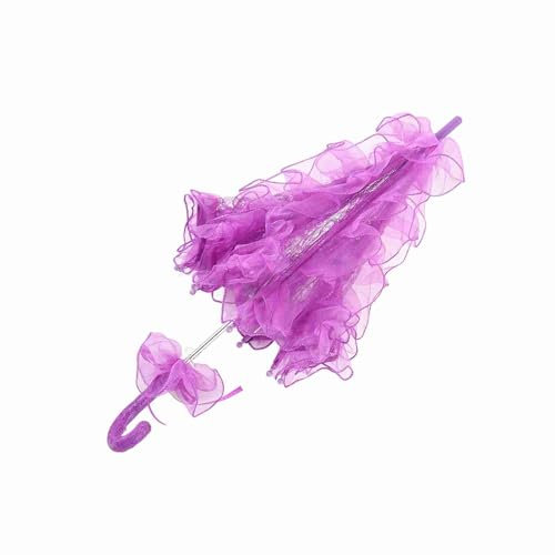 Paraguas de sombrilla de Encaje, Paraguas de algodón de Encaje Nupcial Vintage para Fiestas de Boda Baile fotografía Prop Púrpura