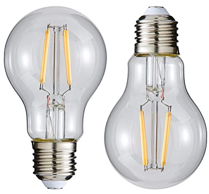 LITECRAFT Light Bulb E27 Edison Screw 6 Watt Dimmable Natural White LED GLS in Clear - 2 Pack