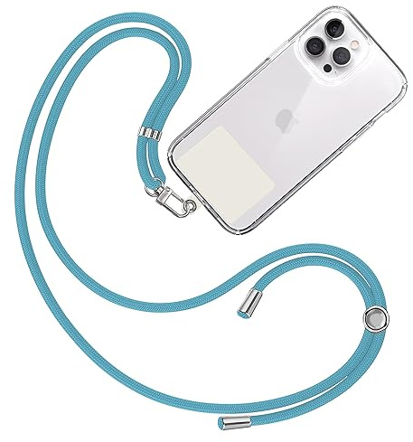 TBOC Band Handykette Schlüsselband Kette Handyschnur Zum Aufhängen Nacken Umhängen Universal für Handy mit Pad [Weiß Ice] Handyband Patch Karabiner Hülle Handyhülle Lanyard Schlüsselbänder