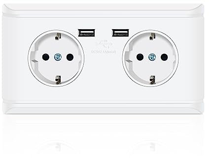 Steckdose mit USB Anschluss,NineLeaf 1PK Steckdose Unterputz Standard USB Schuko Steckdose mit 2 USB (5V/2.1A) Doppel Wandsteckdose zum Aufladen von iPhone, iPad, Samsung Galaxy,Tablets,MP3 & Andri