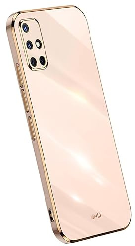Topme Silikonhülle für Samsung Galaxy A51 4G (6.5 Inches), [handyhülle im Goldrand-Stil] - Rosa