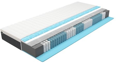 BMM Matratze 120x200 cm easyone H3 mittelfest/Boxspring 5-Schicht-Hybrid-System/Taschenfederkern trifft Schaumstoff/ergonomische 7 Zonen Matratze Höhe 22 cm/Matratzen Made in Germany
