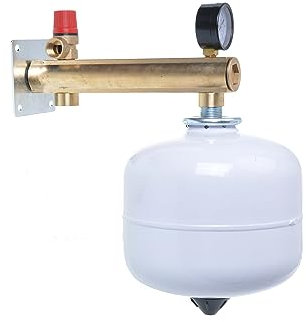 Aqbau® Set Membran Ausdehnungsgefäß 24 Liter mit Sicherheitsgruppe Messing für Trinkwasser Druckausgleichsbehälter Ausgleichsbehälter Weiss Druckbehälter Membran Für geschlossene Kreislauf