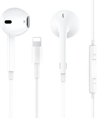 For iPhone Headphones【MFi Certified】In-Ear Wired Stereo Sound Earphones with Volume Control and Mic Noise Isolating Cancellation Compatible with iPhone 14/Plus/Pro Max/13/12/11/SE/XR/XS/X/8/7 - iOS