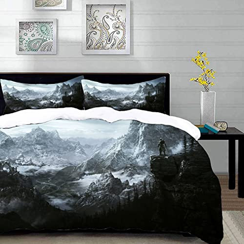 Bettwäsche 3 Teilig Bettgarnitur,Reich des Drachenbluts Skyrim Bethesda,Gemütlich Mikrofaser Bettbezug Set 1 Bettbezug Set 240 x 260 cm