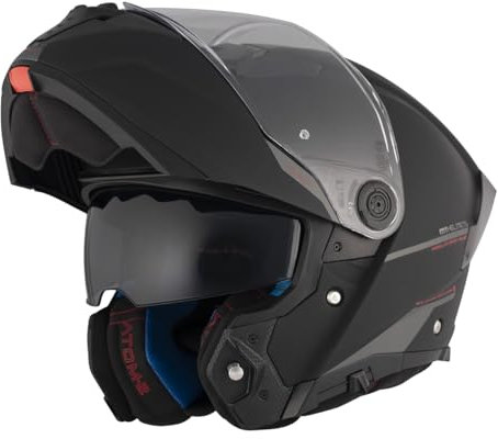 MT Helmets Casco Modular Atom 2 Talla M (57/58) Negro Mate 22.06 con Gafas Solar Casco Unisex Homologacion P/J