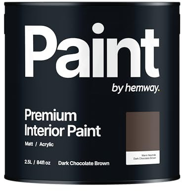 Hemway - Premium Interior Paint - Dark Chocolate Brown 2.5 L | Indoor Matt Finish, Acrylic & Water-Based Emulsion | Quick Dry & High Coverage for the Kitchen, Bathroom & Bedroom