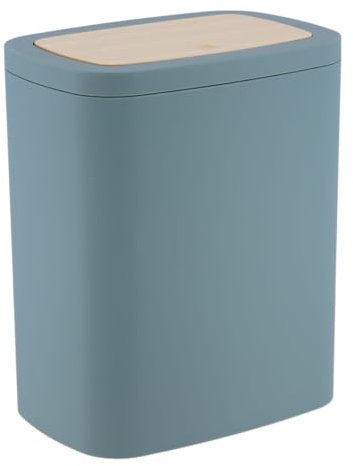 TENDANCE Poubelle de salle de bain 5L ouverture par pression - Vert sauge et Beige